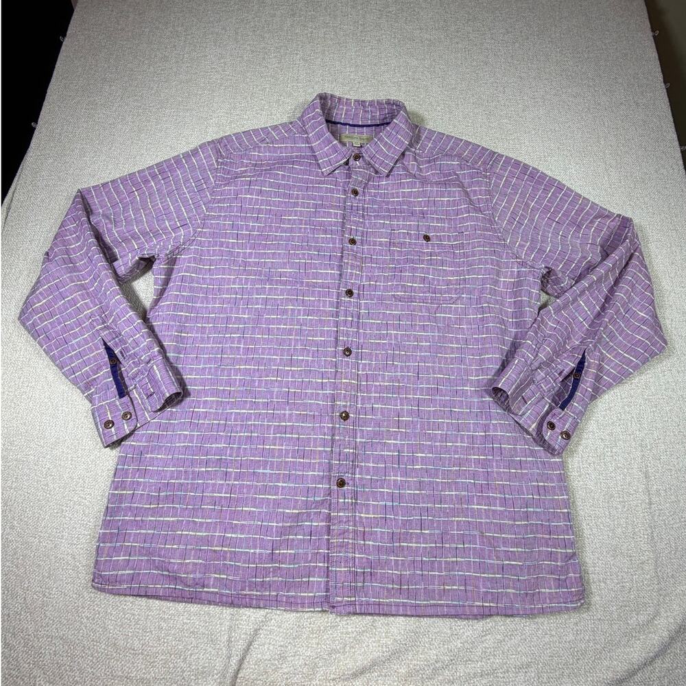 Territory Ahead Men XL Pink Multicolor Striped Long Sleeve Button Front Shirt